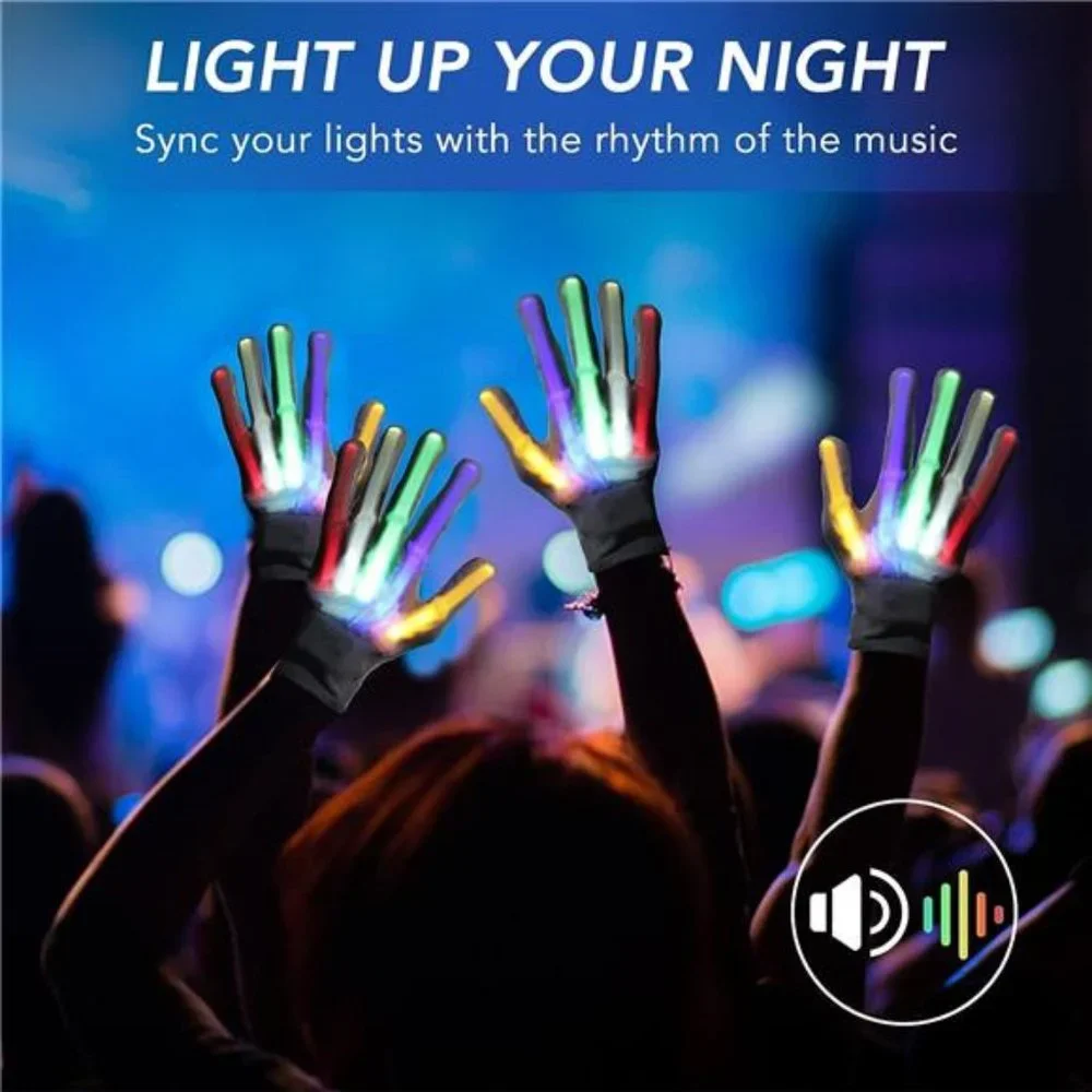 LED Glowing Gloves Sound Activated, Cool Boy Teen Toys Halloween Costume
